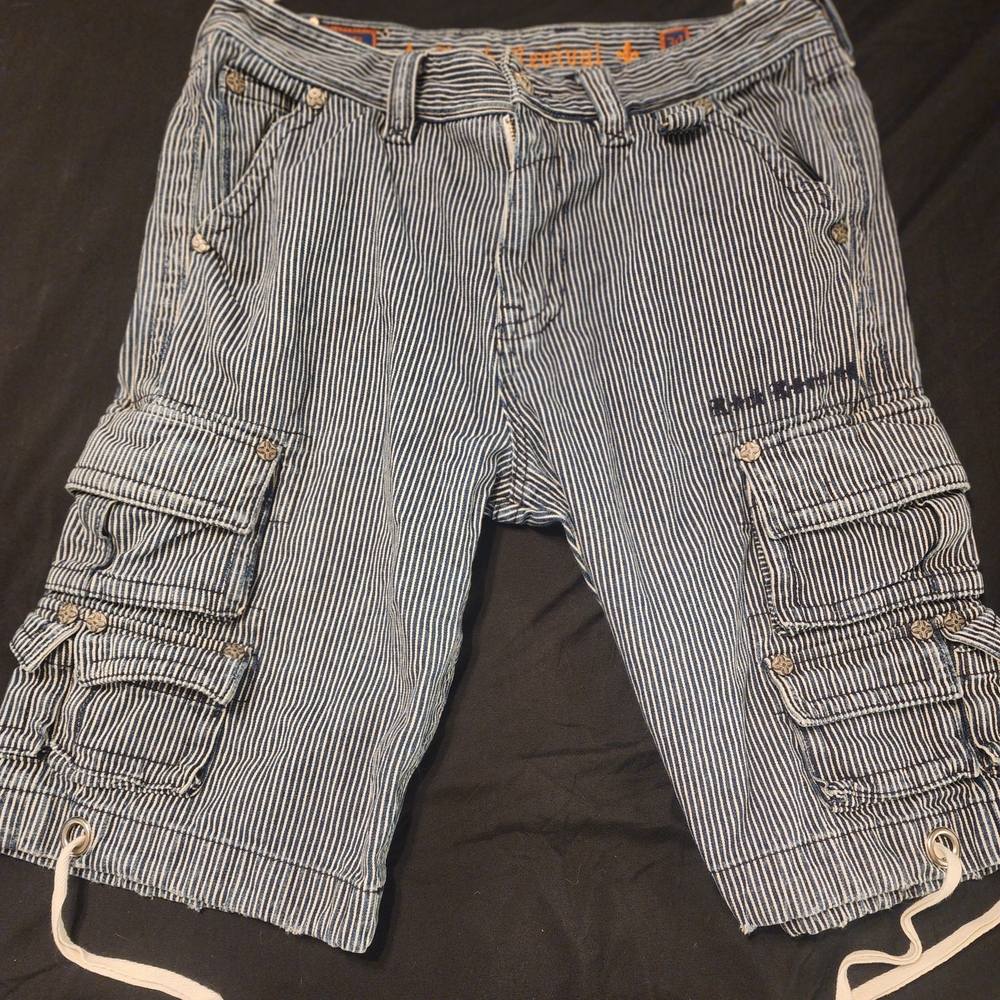 Rock Revival Blue Striped Cargo Shorts